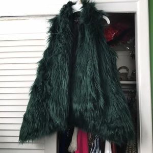 Forest green fur vest